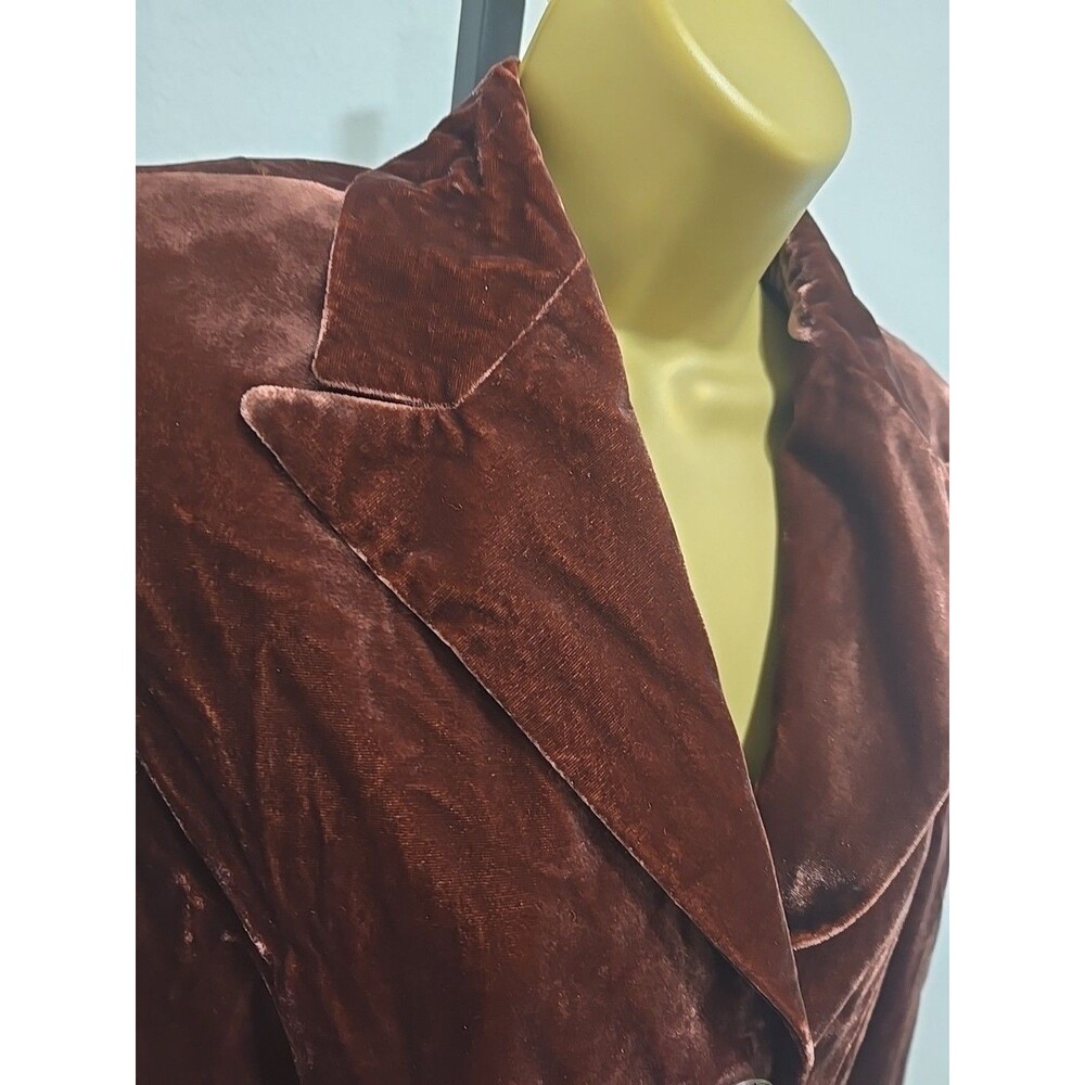 NWT Vtg Kasper Velvet Blazer Womens Size 10P  Brown Silk Blend Pockets Steampunk